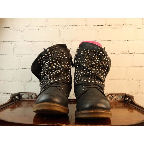 A.S.98 Black Silver Studded Boots EU Sz 39 US Sz 8/9 - Picture 10 of 11